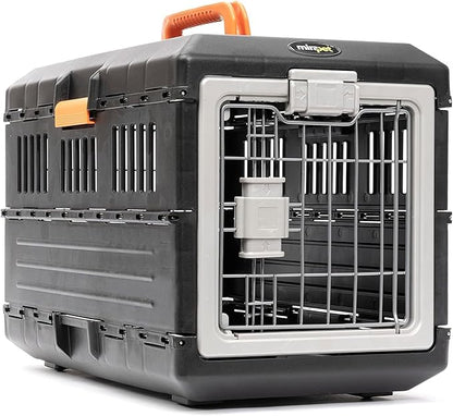 Pet Carrier & Crate, 21.5"L x 12"W x 14"H - Collapsible for Small Cats and Dogs, Portable Hard Plastic Wall Kennel for Indoor/Outdoor Use