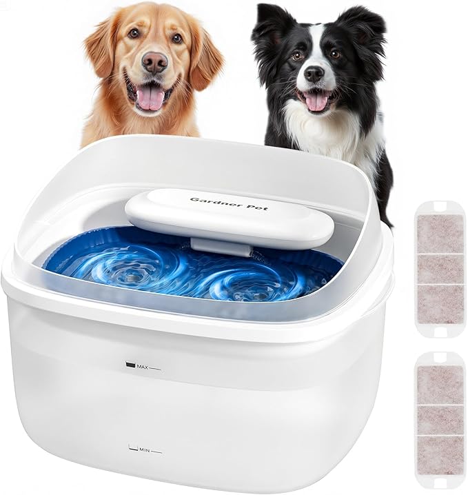 Gardner Pet Dog Water Fountain for Large Dogs, 8L/2.1Gal Large Capacity Automatic Dog Water Bowl Dispenser with Vortex Circulation, Splash-Proof, Quiet Dog Water Bowl(Without Adapter)