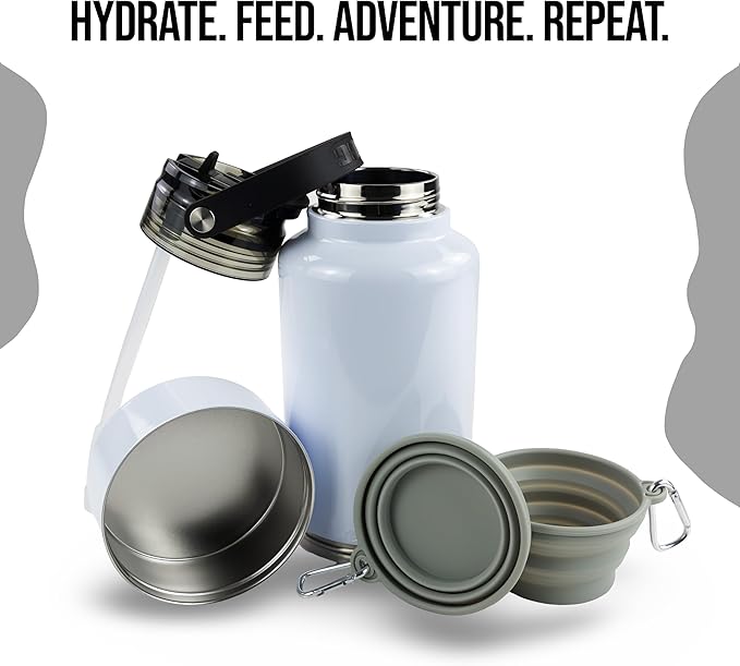 Hogg Hydro Hound, Sublimation Dog Water Bottle Bowl, Insulated Dog Water Bottle, 32 oz Insulated Stainless Steel Tumbler for Pets, Sublimation Pet Bowls - White