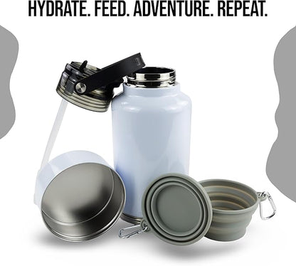 Hogg Hydro Hound, Sublimation Dog Water Bottle Bowl, Insulated Dog Water Bottle, 32 oz Insulated Stainless Steel Tumbler for Pets, Sublimation Pet Bowls - White