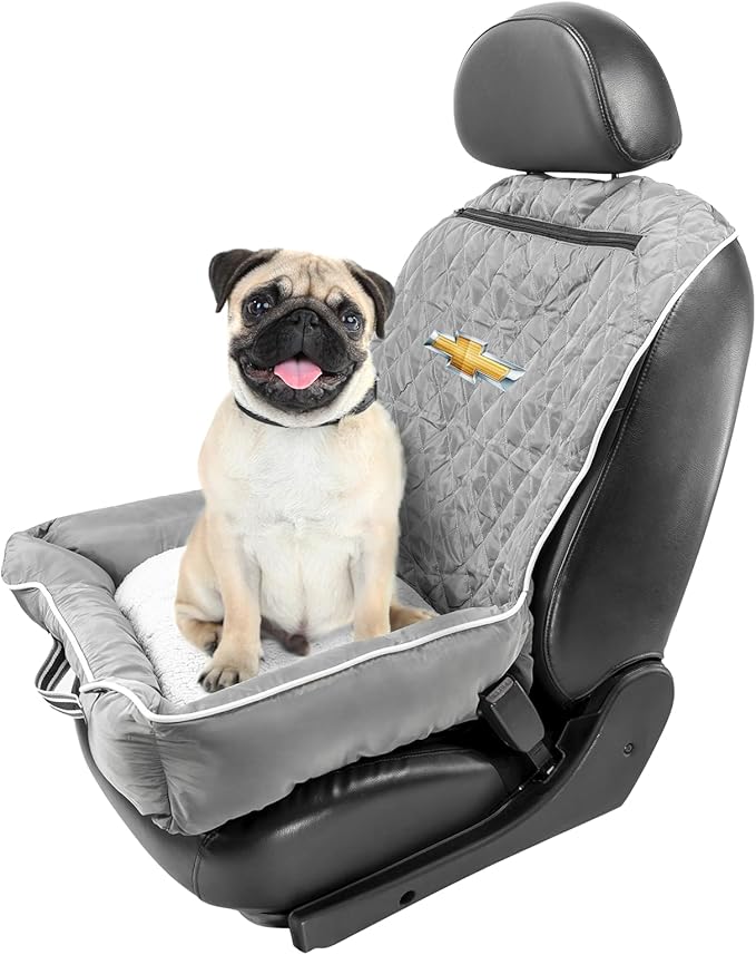 Seat Armour Chevrolet PetBed2GO Dog Car Seat Cover – 2-in-1 Pet Bed & Car Seat Protector – Full Protection Pet Car Seat, 26x20x6 in, 3.5 lbs, Gray