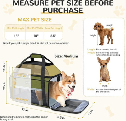 Lekereise Top-Expandable Pet Carrier 17x11x9.5 Inch Alaska Hawaiian Airline Approved Soft Sided Underseat to 12lbs Travel Carriers for Small Dogs and Cats with Locking Safety Zippers Anti-Scratch Mesh