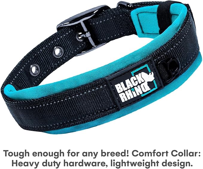 Black Rhino XL Dog Collar - Heavy Duty Adjustable Tactical Dog Collar with Reflective Stitching - 23"-27" Ultra-Soft Neoprene Padded and Weatherproof - Comfortable for Active Dogs - Red and Black