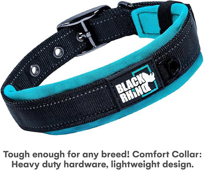 Black Rhino XL Dog Collar - Heavy Duty Adjustable Tactical Dog Collar with Reflective Stitching - 23"-27" Ultra-Soft Neoprene Padded and Weatherproof - Comfortable for Active Dogs - Red and Black