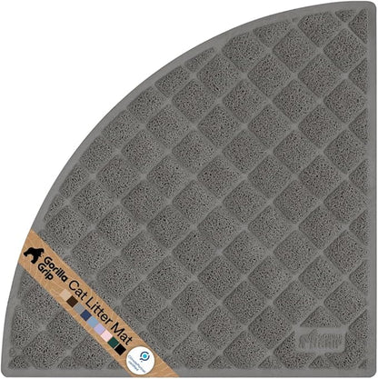 GORILLA GRIP Cat Litter Box Mat, 32x32, Cushioned Coil Mesh Litter Trapping Mats, Scatter Control Supplies for Less Mess, Phthalate Free, Ultra Deep Catch Grooves, Rinse or Vacuum to Clean, Gray