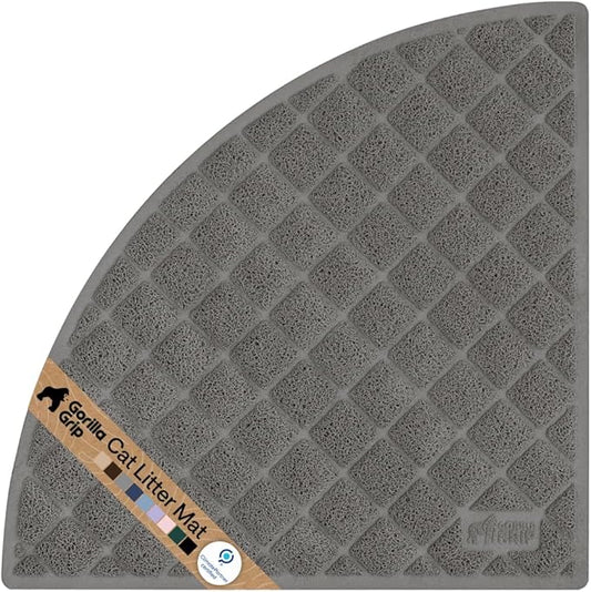 GORILLA GRIP Cat Litter Box Mat, 32x32, Cushioned Coil Mesh Litter Trapping Mats, Scatter Control Supplies for Less Mess, Phthalate Free, Ultra Deep Catch Grooves, Rinse or Vacuum to Clean, Gray