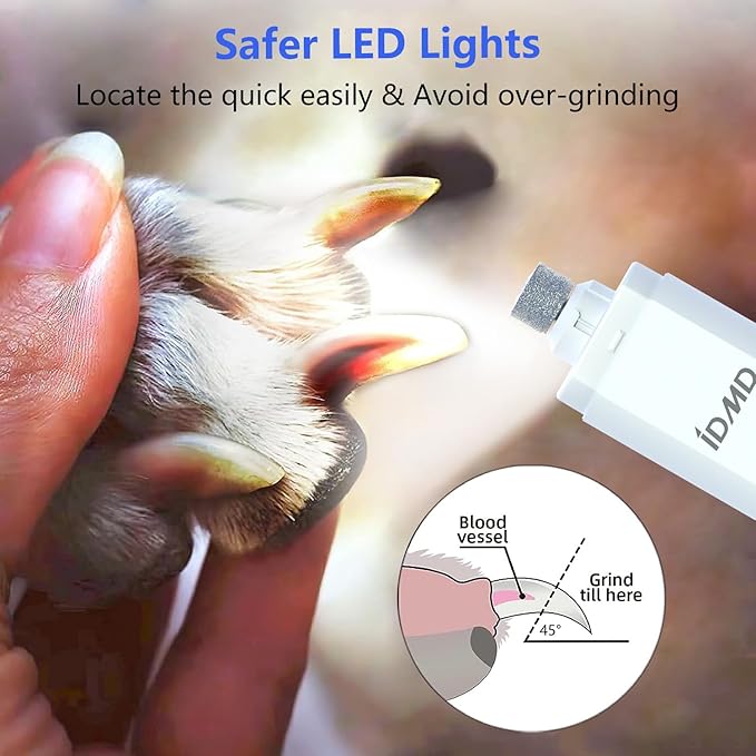 Dog Nail Trimmers-Powerful 2-Speed Dog Nail Grinder-with Safe LED Lighting and Battery Capacity Indicator Light & Type-c USB Rechargeable Quiet pet Nail Grinder for Dogs/Cats (grinder+Charging Cable)