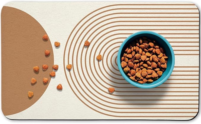 Dog Food Mats,Cat Absorbent Water Bowl Feeding Mats Pet Placemats for Food and Water Beige Bohemia 24 * 32 inch