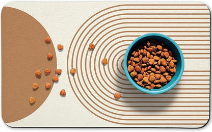 Dog Food Mats,Cat Absorbent Water Bowl Feeding Mats Pet Placemats for Food and Water Beige Bohemia 24 * 32 inch