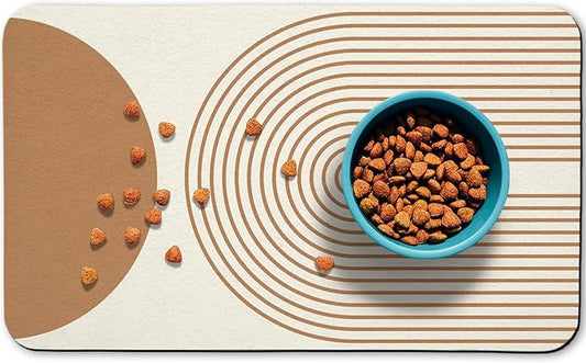Dog Food Mats,Cat Absorbent Water Bowl Feeding Mats Pet Placemats for Food and Water Beige Bohemia 24 * 32 inch