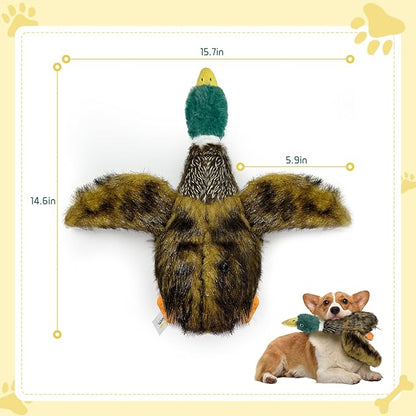 Large Squeaky Dog Toys, Tough Plush Squeaky Duck Dog Toy with 3 Sounds to Keep Them Busy, Interactive Filled Chew Toys for Small Medium and Large Dogs