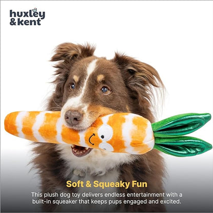 Huxley & Kent Funny Dog Toy w/Squeaker – Power Plush Squeaky Dog Toys for Small, Medium & Large Dogs – Soft Stuffed Animal for Indoor Play & Fetch - Fetchies® Sweet Carrot, Large