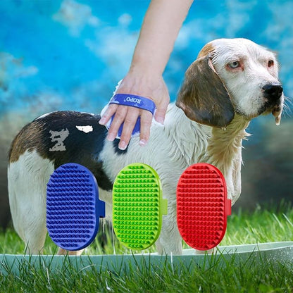 Dog bath brush, ROPO rubber massage pet shampoo brush, used for pet grooming, removing shedding fur, combing tangles and dead fur, suitable for pet dogs and cats (red)