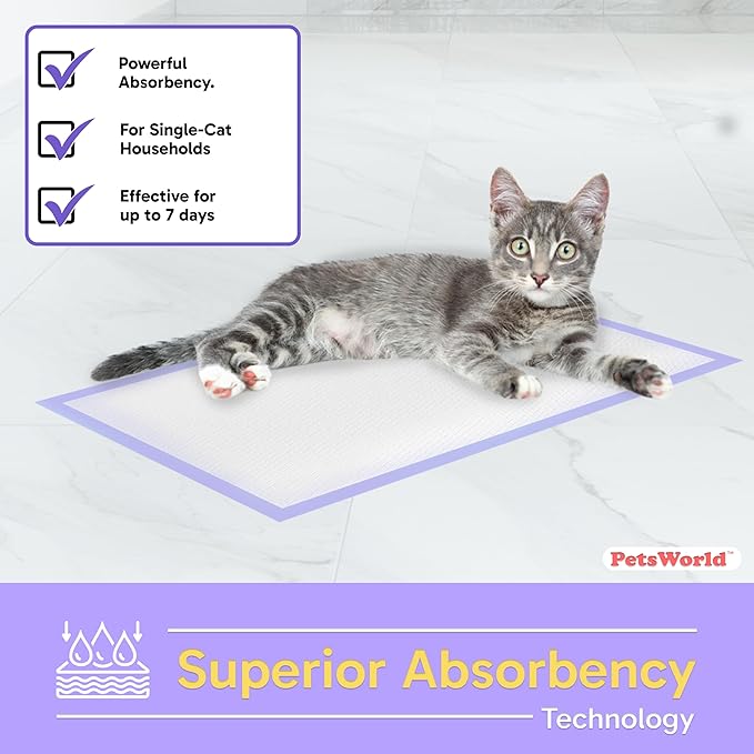 PetsWorld Universal Fit Cat Pad Refills for Litter Box, Fresh Scent, Odor Control, Pack of 50