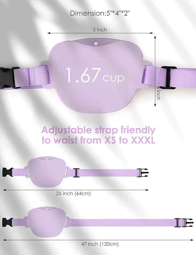 heouvo Dog Treat Pouch with Training Clicker, Upgrade Stronger Magnetic Closure to Avoid Spilling, 1.67 Cup Silicone Treat Bag Fanny Pack with Waist Belt for Pet Training Walking (Violet)