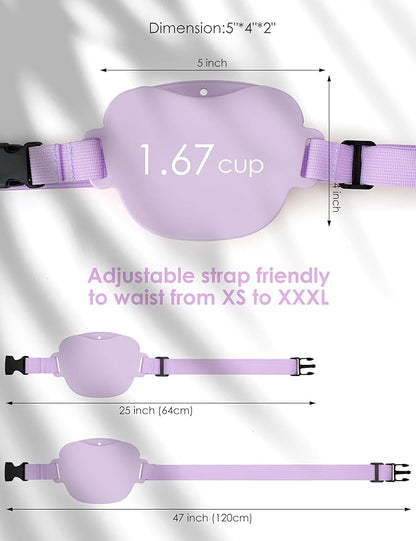 heouvo Dog Treat Pouch with Training Clicker, Upgrade Stronger Magnetic Closure to Avoid Spilling, 1.67 Cup Silicone Treat Bag Fanny Pack with Waist Belt for Pet Training Walking (Violet)