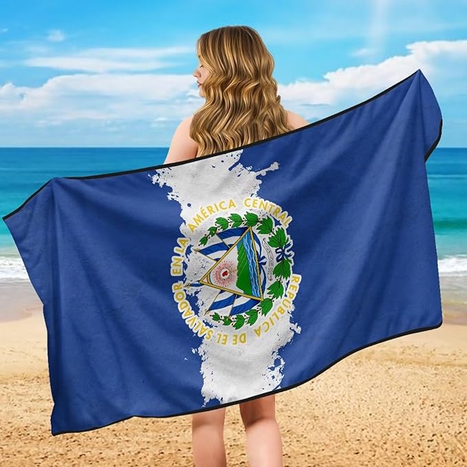 SEANATIVE Car Seat Towel Covers - Breathable Sweat Absorbing Automotive Seat Protectors for Gym, Camping & Pet Transport (Fits SUV/Truck), Flag of El Salvador Print