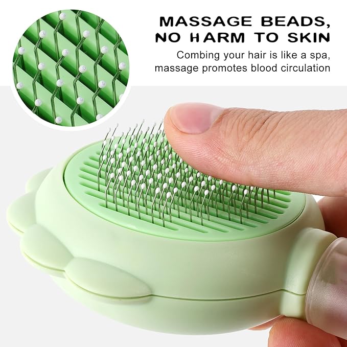 Cat Hair Brush for Shedding, 3-in-1 Pet Spray Hair Removal Comb with Visual Spray & Release Button, Waterproof Dog Grooming Brush for Furry Pet (Green)