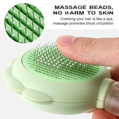 Cat Hair Brush for Shedding, 3-in-1 Pet Spray Hair Removal Comb with Visual Spray & Release Button, Waterproof Dog Grooming Brush for Furry Pet (Green)