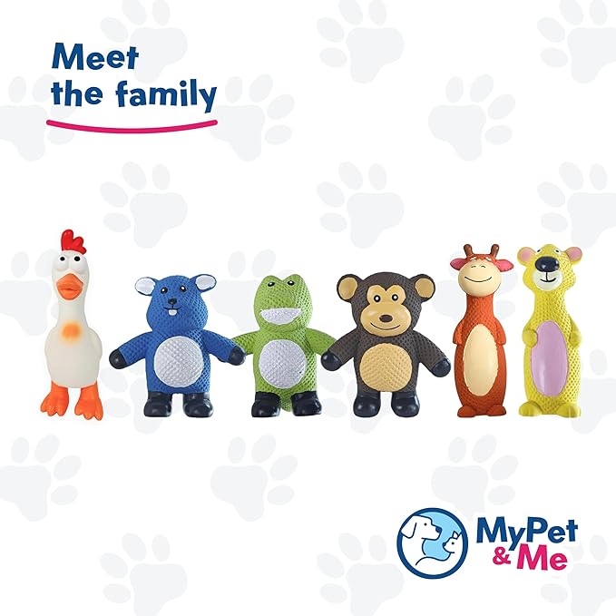 My Pet & Me - Squeaky Dog Toys for Light to Moderate Chewers - Fun Latex Toys for Puppies, Teething, and Gentle Play - Interactive Fetch and Chew Toy with Squeaker (Orange Cow, 6 Inch)