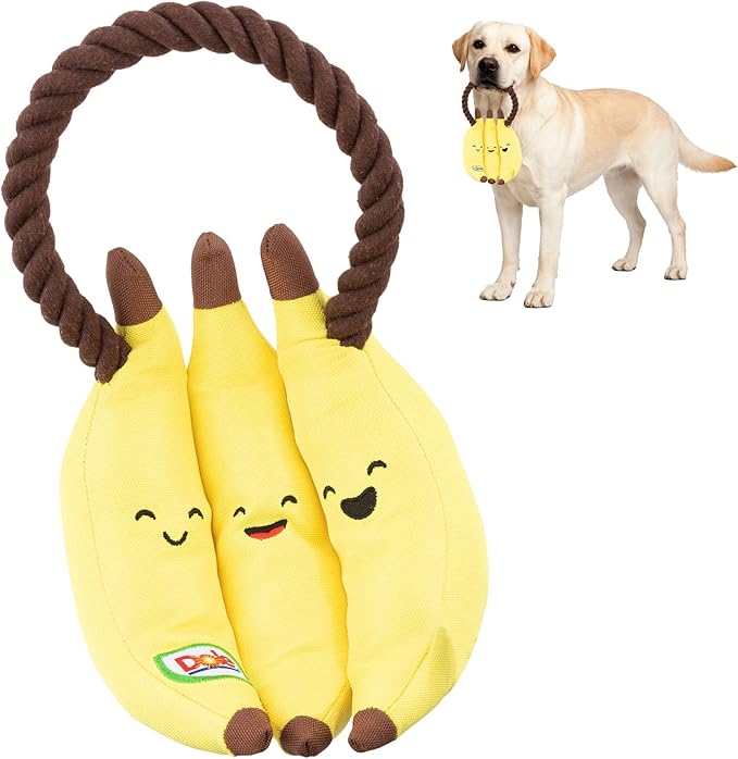 Dole for Pets® Dog Rope Toy with Squeakers, Banana Tug of War Dog Toy, Tough Cotton Rope Toys for Dogs, Aggressive Chew Toys for Medium Dogs