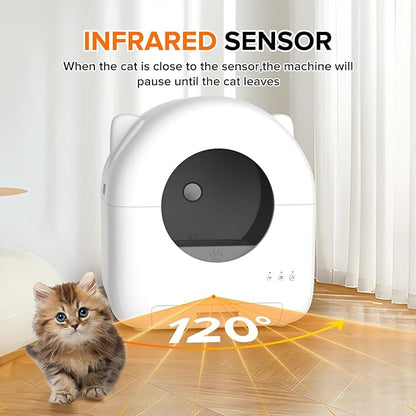 Self Cleaning Litter Box, Automatic Cat Litter Box with APP Control Safety Sensor Low Noise,Litiere Pour Chat Autonettoyant,76L Large Capacity for Multiple Cats,Roll Poop Bags with Deodorizer