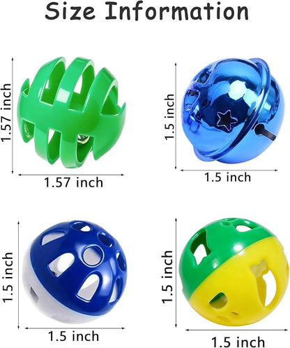 5 Pack Cat Toys Balls Indoor Kitten Interactive Bell Balls with Hollow Design Safe Durable for Chewing Chasing and Active Play (1.5'')