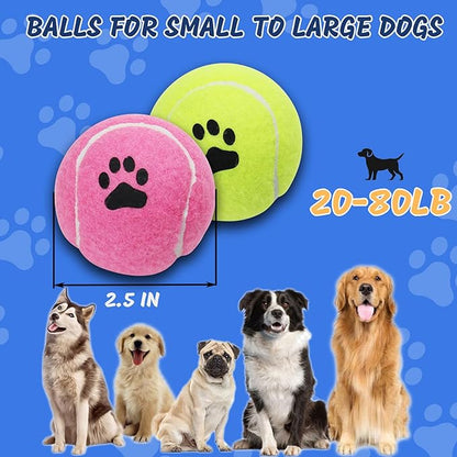 Bulk Tennis Balls for Dogs Pack of 12 Easy Catching Dog Fetch Balls (Non Squeaky-Multicolor)