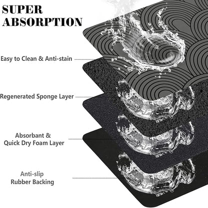 Dog Food Mats for Floors Absorbent, Pet Cat Food Mat - Quick Dry Dog Bowl Mats for Food and Water, Eco-Friendly Boho Pet Supplies
