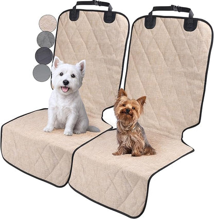 VIVAGLORY Dog Front Seat Cover Seatflex Car Seat Protector for Dog, Car Cover for Pet, Front Single Bucket Captain Chair Protector, Standard, Heather Khaki, 2Pack