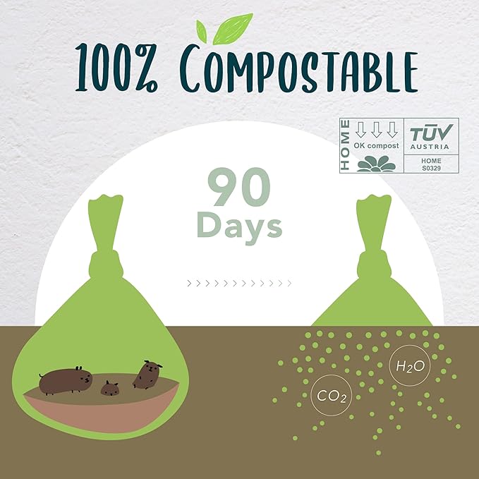 Dog Poop Bag with Handles, Compostable Pet Waste Bags, Easy-Tie, Vegetable-Based Eco-Friendly, Unscented, Extra Thick, Leak Proof, Fits for Dogs and Cat Scoops, 240 Refill Bags, bulk pack