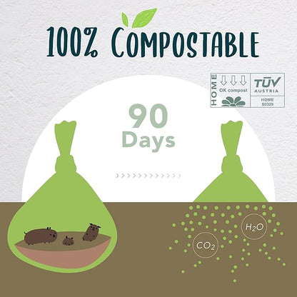 Dog Poop Bag with Handles, Compostable Pet Waste Bags, Easy-Tie, Vegetable-Based Eco-Friendly, Unscented, Extra Thick, Leak Proof, Fits for Dogs and Cat Scoops, 240 Refill Bags, bulk pack