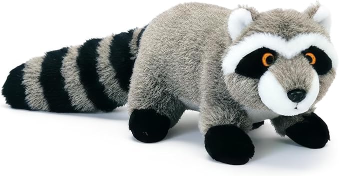 Pet Lou Raccoon Plush Dog Chew Ultra-Thick Toy, Durable Interactive Plush Toy for Medium Dogs, Anti Boredom Dog Squeaky Teething Toys, 8-Inch