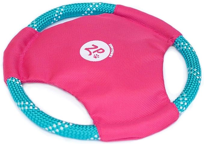 ZippyPaws Rope Gliderz - Durable Outdoor Dog Frisbee Toy, Soft Pet Flying Disc for Beach & Pool, Interactive Frisbee for Fetching, Made of Tough Mountain Climbing Rope - Magenta