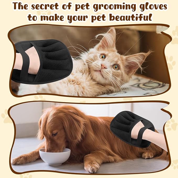Pet Hair Removal Glove, Electrostatic Pet Hair Removal Gloves, Upgrade Efficient Grooming Gloves for Pet Hair, Clothing, Couch, Furniture, Carpet, Car Seat-2PCS