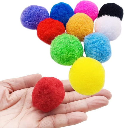 PET SHOW 50pcs 1.5"/3.8cm Cat Toy Balls Soft Kitten Pompon Toys Indoor Cats Interactive Playing Quiet Ball Cats Favorite Toy Assorted 10 Colors