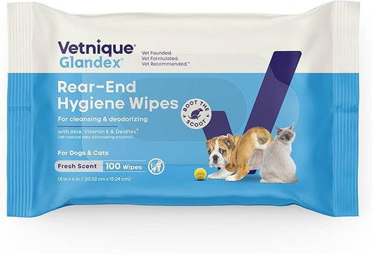 Vetnique Glandex Dog Wipes for Pets Cleansing & Deodorizing Anal Gland Hygienic Dog & Cat Wipes with Vitamin E, Skin Conditioners and Aloe Labs (100ct)