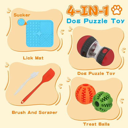 9-in-1 Interactive Dog Toys Set: Mental Stimulation Puzzle, Treat Dispenser Ball & Chew Toys，Lick Mat – Boredom Buster Combo to Keep Small, Medium Dogs Busy & Engaged