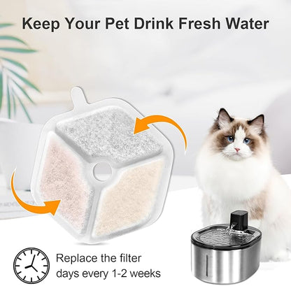 Pet Water Fountain Filters Replacement for 152oz/4.5L Wireless Cat and dog Water Fountain PTM-643, 9+9 Packs Packs Replacement Filters Sponges Sets