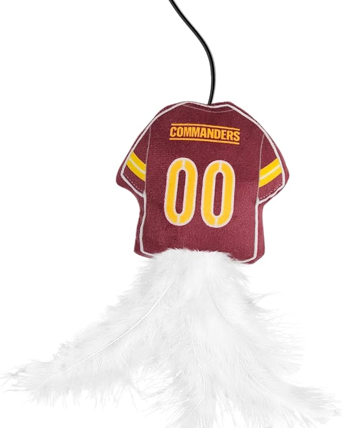 NFL Washington Commanders Team Jersey Wand with CAT NIP, Cat Toy Jersey Shaped Plush Teaser Toy for Cats & Kittens - Interactive Pet Toy for Play & Exercise
