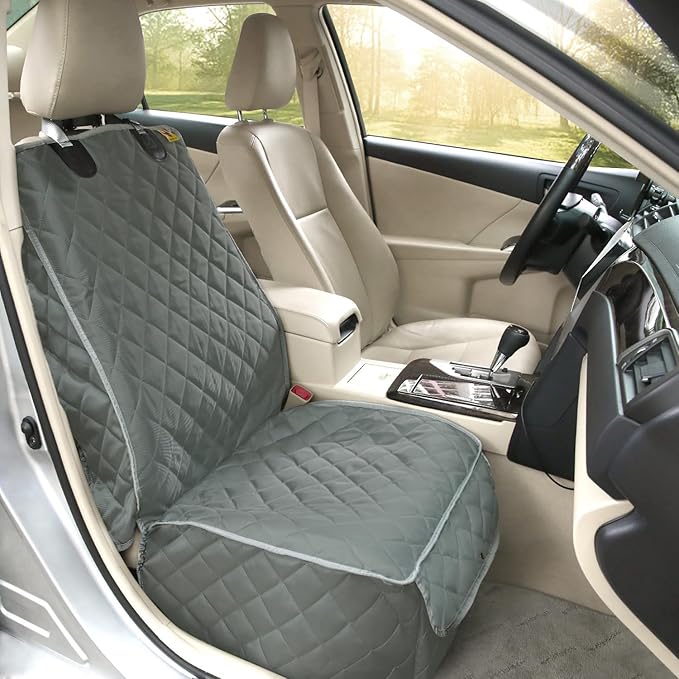 Bark Lover Deluxe Dog Seat Cover for Front Seat-More Durable Waterproof Front Seat Protector, High Heat Resistant and Nonslip Front Seat Cover for Dogs Kids, Universal Size (Grey)