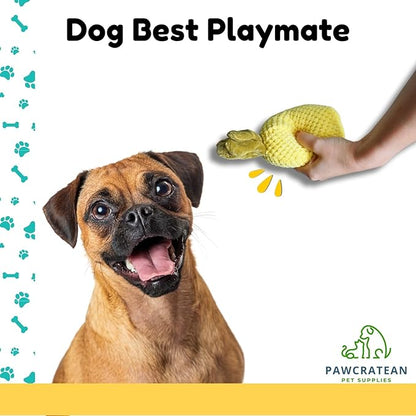 7" Squeaky Plush Toy for Puppies Small Dogs Self Etertainment Washable Soft Made [PET ONLY] (Pineapple)