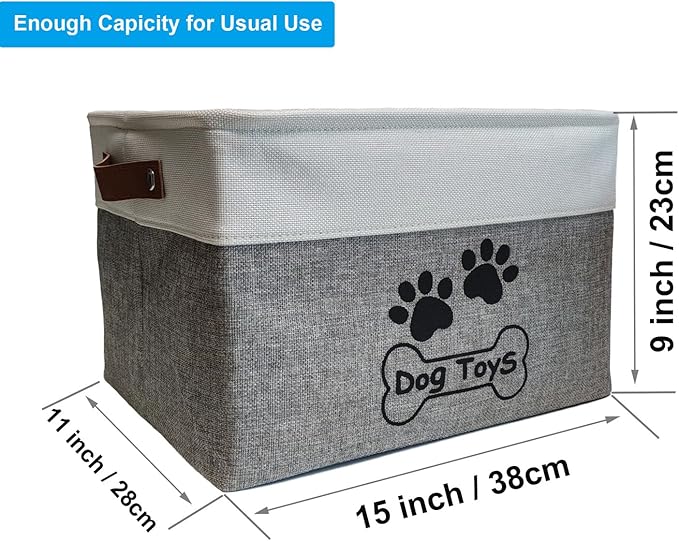 Dog Toy Basket Collapsible Dog Toy Box with Handles Foldable Dog Toy Bin for Pet Toys,Accessories
