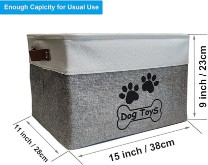 Dog Toy Basket Collapsible Dog Toy Box with Handles Foldable Dog Toy Bin for Pet Toys,Accessories