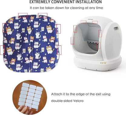Curtain for Self Cleaning Cat Litter Box,Reduces Cat Litter Bounce, Stops Odors from The Litter Box Self Cleaning (FatBlue)