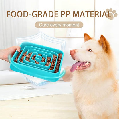 Slow Feeder Dog Bowls for Large Medium Dogs, Anti-Choking Slow Eating Maze Dog Food Bowl, Anti-Slip Slow Feeding Pet Puzzle Bowl,Blue