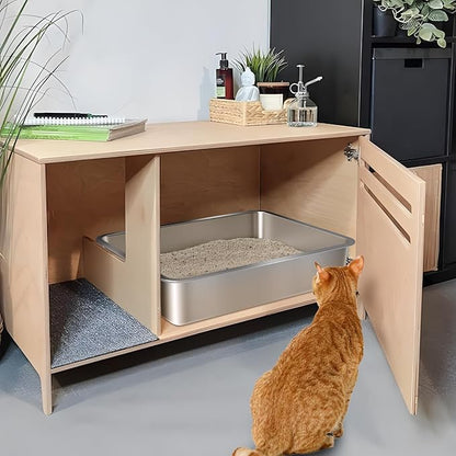 Stainless Steel Litter Box,Small Litter Box 2 Pack 17.7" x 13.7" x 4",Easy Entry Metal Litter Boxes for Kittens Cat Kitty Rabbits,Easy Clean Non Stick No Smell