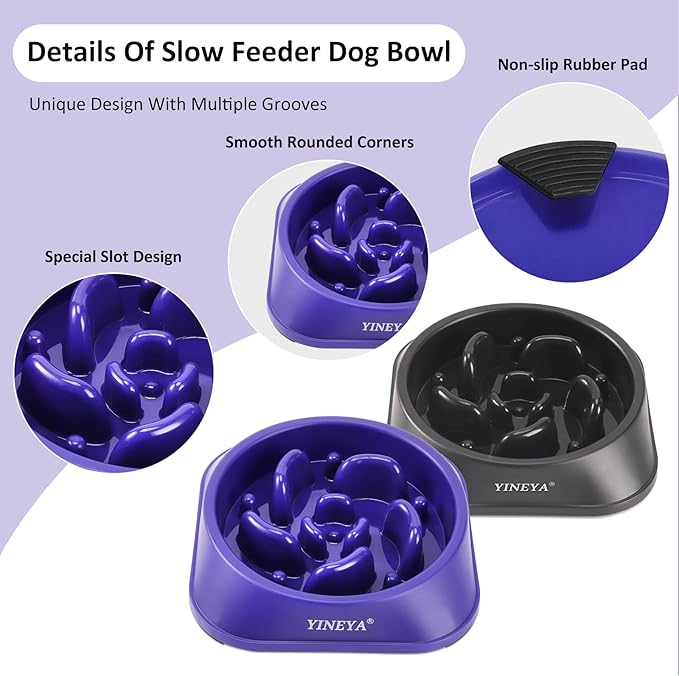 2PCS Slow Feeder Dog Bowls, Pet Supplies That Slow Down Eating, Pet Food Bowls, Maze Dog Puzzle Feeder for Medium Breed