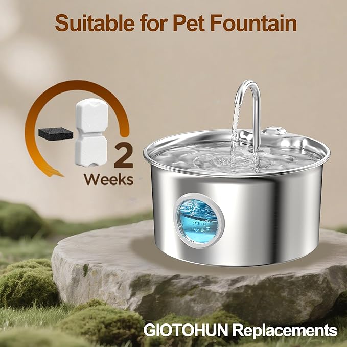 Cat Water Fountain Filter Replacement: 24 Cat Fountain Filter (12 Carbon + 12 Foam Filters) Suitable for GIOTOHUN S11