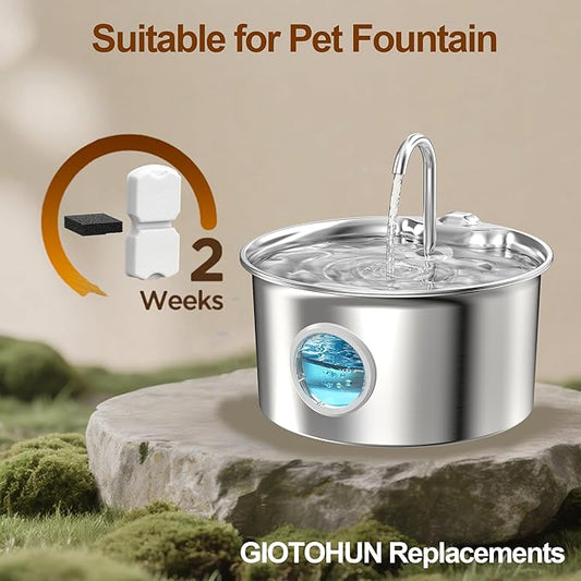 Cat Water Fountain Filter Replacement: 24 Cat Fountain Filter (12 Carbon + 12 Foam Filters) Suitable for GIOTOHUN S11